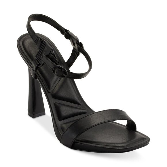 KARL LAGERFELD PARIS Womens Cybil High Heel Square Toe Sandals Black Size 5M NIB - Picture 1 of 3